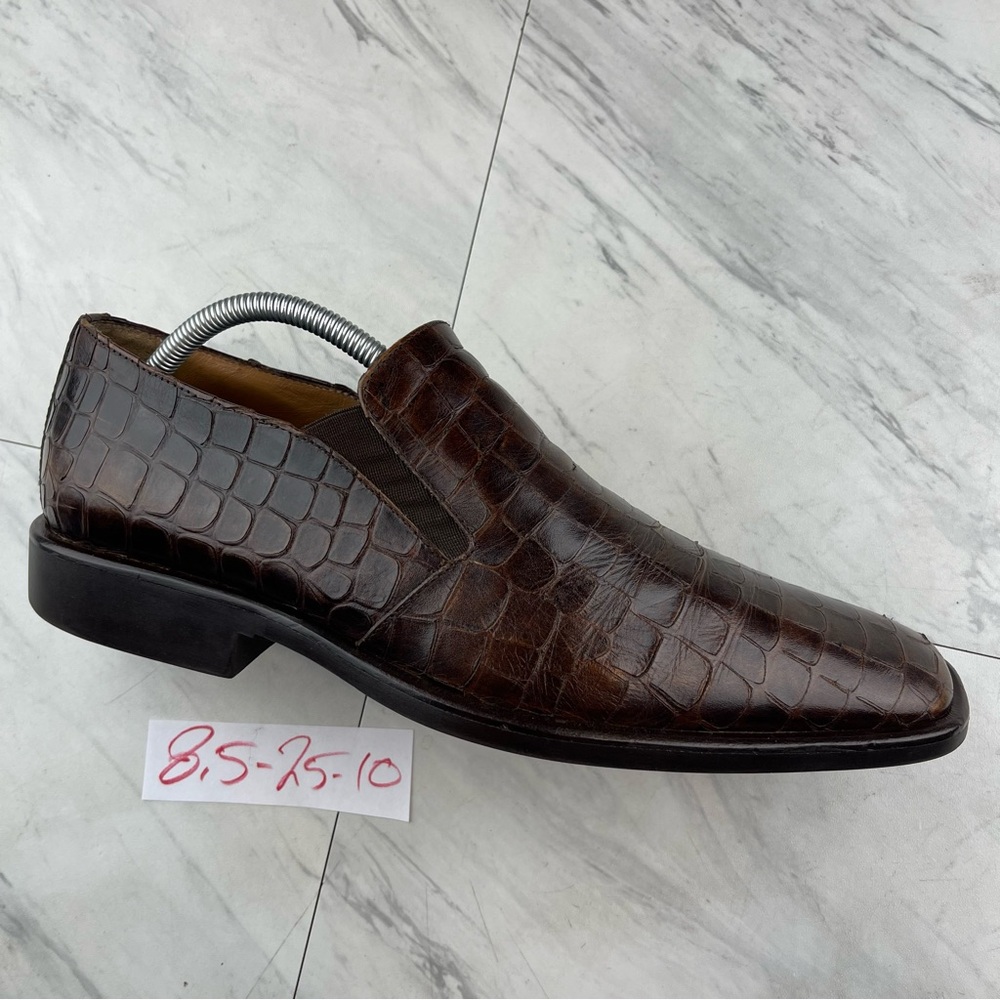 •Michael Toschi Rocco crocodile print loafer brown leather carbon lite men 8.5